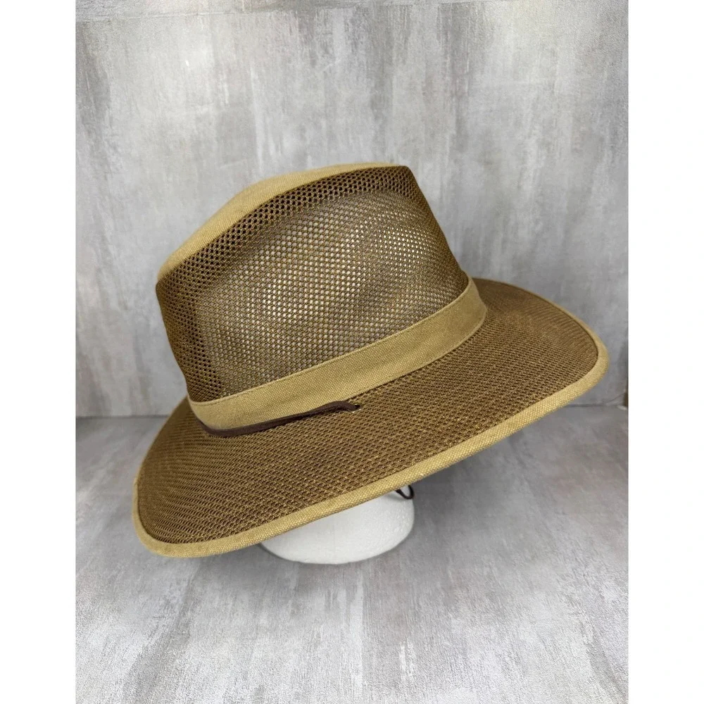 Henschel Hat Co Breezer Mesh Safari Sun Hat Tan Cotton Mens XL Adjustable Cord